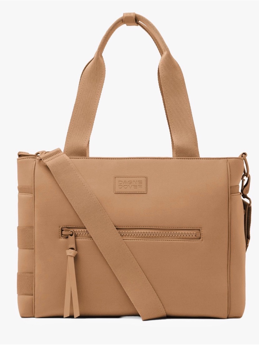 Dagne Dover Camel Tan Crossbody Tote With Top Handles